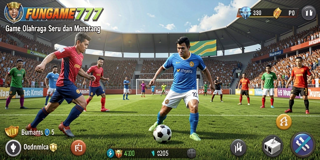 Tampilan gameplay FUNGAME777 yang menarik dan penuh aksi di arena olahraga.