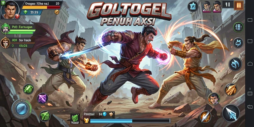 Screenshot GOLTOGEL menunjukkan aksi pertarungan yang memukau.