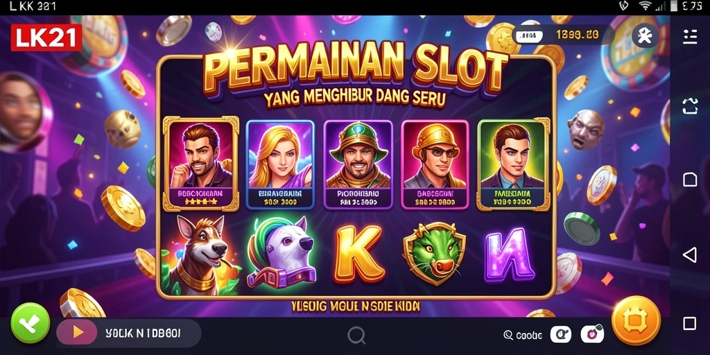 Screenshot menunjukkan gameplay seru dari LK21 dengan berbagai tema slot.