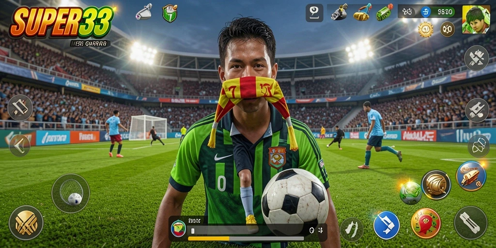 Tampilan gameplay SUPER33 dengan aksi olahraga yang seru.