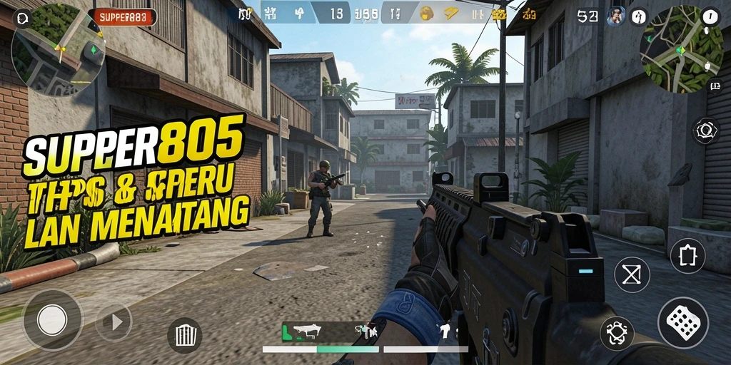 Tangkapan layar SUPER805 menampilkan aksi tembak-menembak yang intens dan grafis yang memukau.